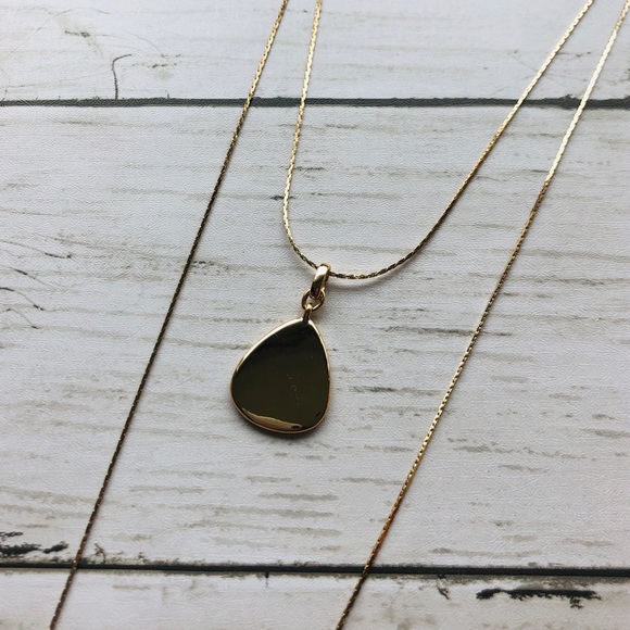 NWT LOFT Gold 2-Piece Stone Pendant Necklace - Picture 4 of 10